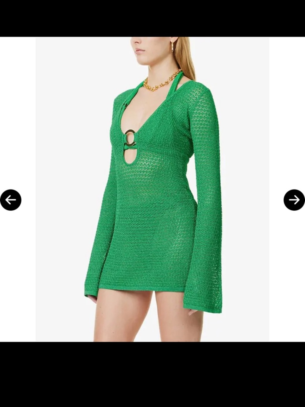 NWT MONDAY SWIMWEAR MONTEGO MINI DRESS IN PALM GREEN LUREX LACE L/XL (V) - Picture 3 of 7